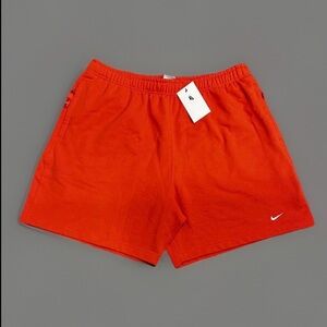 NEW $90 Nike Sportswear Solo Swoosh French Terry Shorts Orange DX0817-633 Small